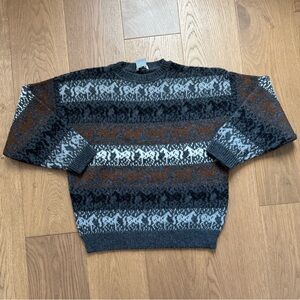 Milli Hamilton Equestrian Horse Wool-Blend Vintage Knit Sweater - Size M - Gray